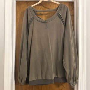 POL Oversized Sage Green Knit Top